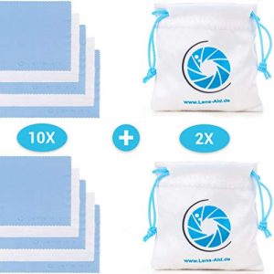 Paños de Microfibra Set con prácticas Bolsas de Almacenamiento: 10 x paño de Microfibra para Lente de cámara, Filtro…